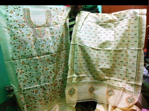 Kantha work silk suits