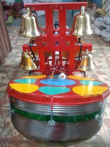 Automatic Bell Player - Metal 12"-24" Sizes Non-Electric Mandolin Tone Drum Instrument with Two Bells & Zalars