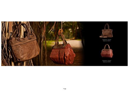 Leather Hand Bags - Genuine Leather, Varied Dimensions, Brown | Durable Leather, Spacious Interior, Multiple Pockets, Carry Handle