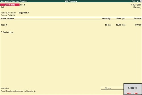 DEBIT NOTE