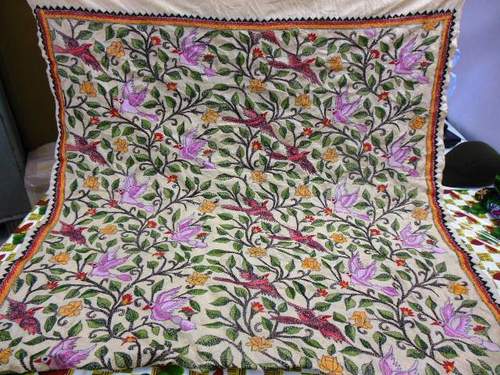 Kantha Work Silk Dupattas Noksi - Pure Tussar Silk, 55x200cm, Off-White | Hand-Embroidered Kantha Stitch, Customizable, Elegant