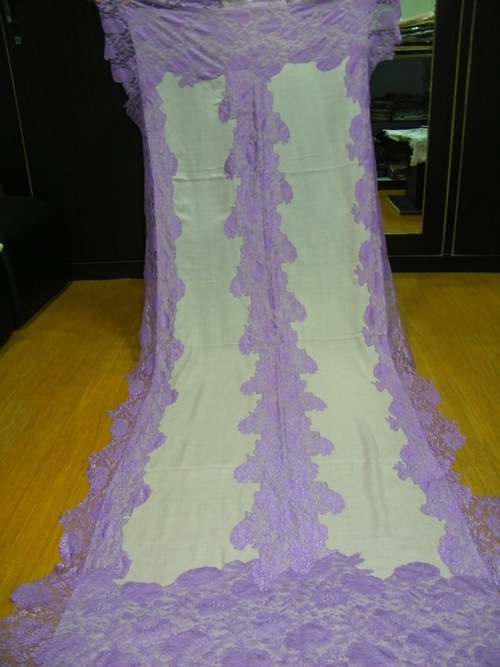 Cashmere Stole With French Lace
