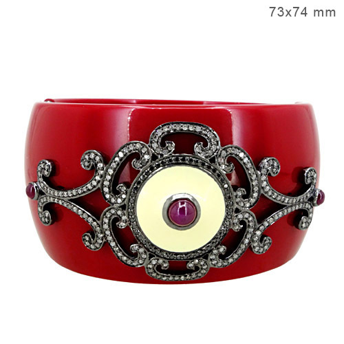 Ruby Diamond Gold Bangle