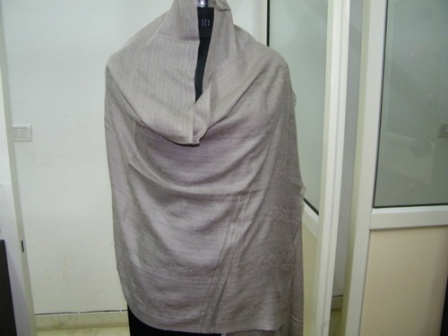Dark Medium Gray Jacqured Shawl