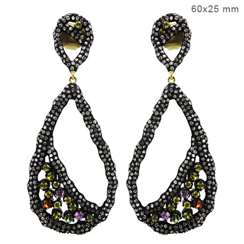 Diamond Multi Sapphire Gold Earrings