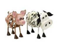 Garden Accessories [animal Figurine] - Metal, Approximately 15cm X 10cm X 20cm, Multicolor | Glossy Painted Finish, Animal-shaped Outdoor Decoration