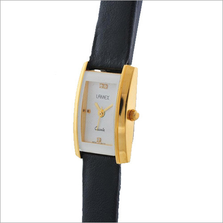 Ladies Black Leather Wrist Watch
