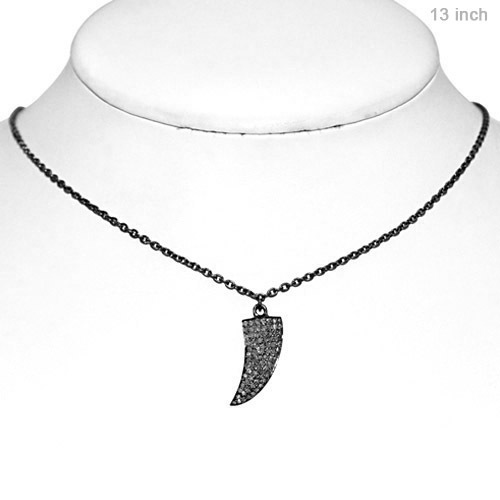 Pave Diamond Silver Pendant