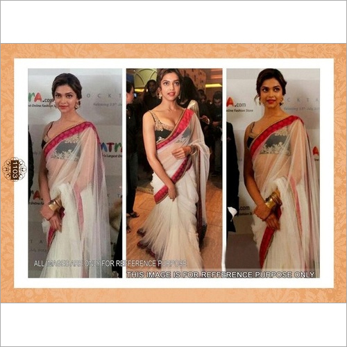 Bollywood Sarees - Net Fabric, 5.5 Meters, Off-White | Embroidered Work, Elegant Design, Blouse Piece Included, Party Wear
