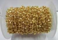 Golden Pyrite Gemstone Beaded Chain Sell Per Meter