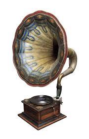 Square Gramophone with Big Brass Horn