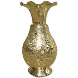 Carved Flower Brass Vase By OTTO INTERNATIONAL