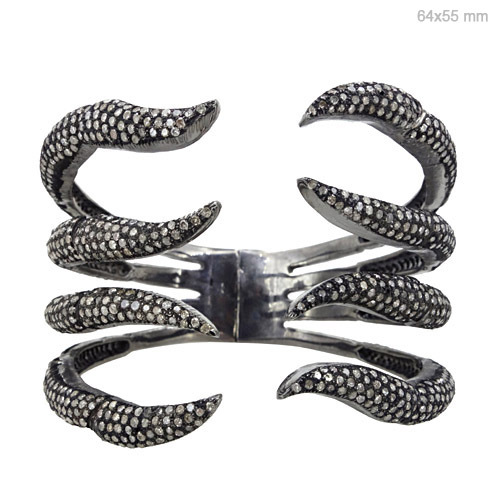 Pave Diamond Silver Bangle