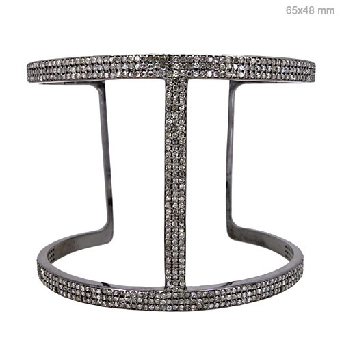 Pave Diamond Silver Bangle