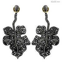 Pave Diamond Leaf Earrings