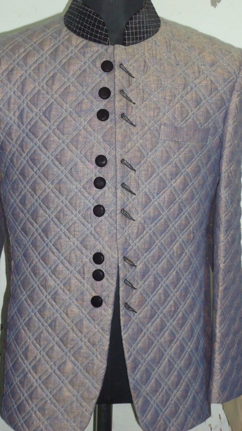 Designer Suit - Polyester, Custom Size, Beige, Black Buttons | Elegant Design, Diamond Pattern, Soft Lining, Durable Stitching, Comfortable Wear