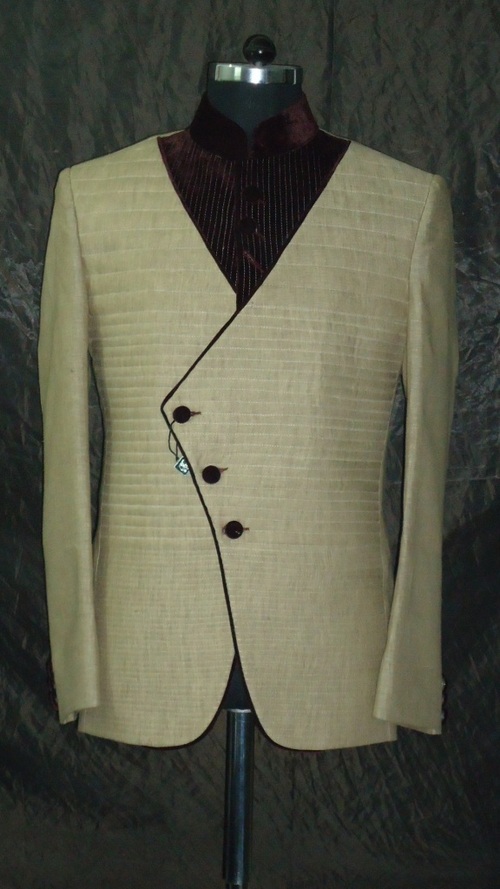 2js1385-18 - Silk Blend, Size M-XXXL, Beige, 30 Inches | Elegant Style, Customizable Fit, Perfect Stitching, Unique Design