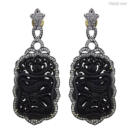 Ivory Carved Jewelry Diamond Earrings