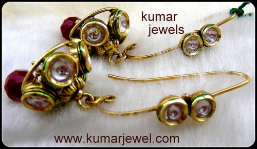 Kundan Long Hook Earring