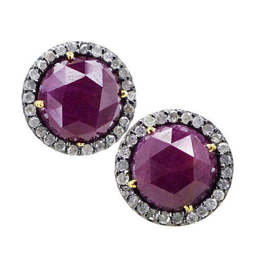 Ruby Diamond Gold Earrings