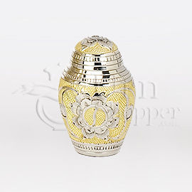 Gold Floral Brass Metal Token Cremation Urn