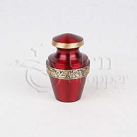 Grecian Crimson Red Brass Metal Token Cremation Urn