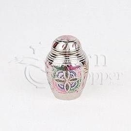 Lattice Floral Brass Metal Token Cremation Urn