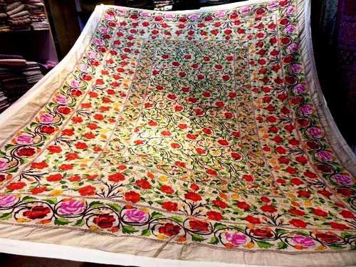 Kantha work bed cover with 2 cushions