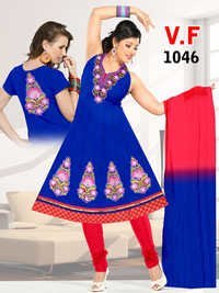 Pink And Blue Ladies Readymade Dresses