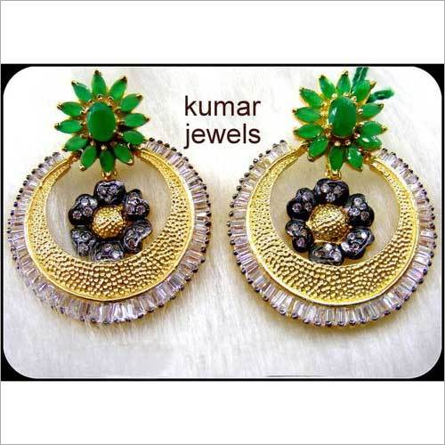 Mughal Emerald Stone Earrings