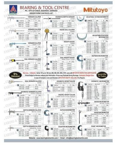 Prices List of Mitutoyo