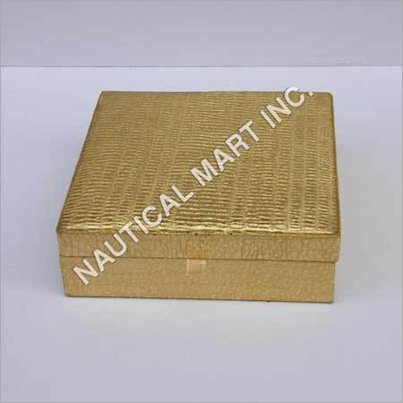 Golden Leather Wooden Jewelry Box