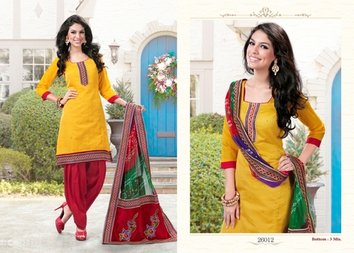 Salwar Kameez - Cotton, Various Sizes, Yellow | Simple Embroidery, Elegant Design, Comfortable Fit, Stylish Look, Perfect Stitching, Vibrant Colors, Durable Material, Lightweight