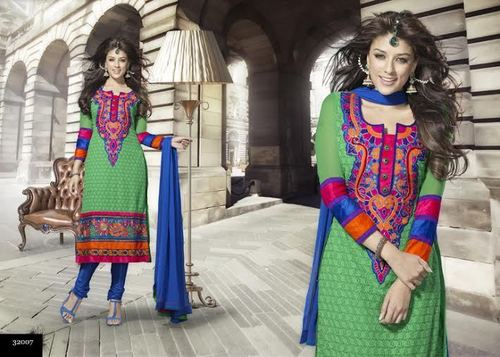 Salwar Kameez - Soft Cotton, Multiple Sizes, Green | Elegant Design, Floral Embroidery, Comfortable Fit