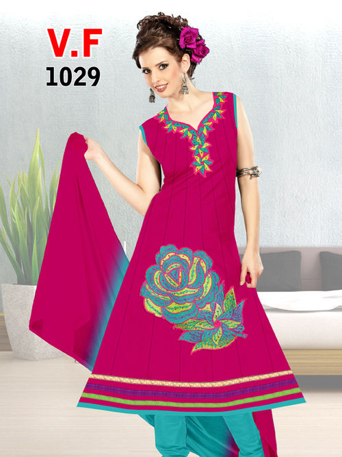 Pink And Sky Blue Fancy Readymade Salwar Suits