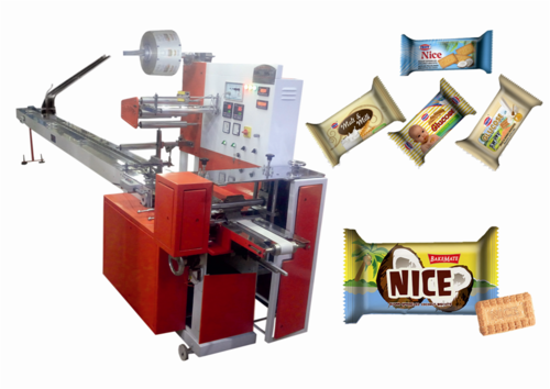 Pillow Pack Biscuit Packing Machine - Stainless Steel, 18x4x6 Feet, White, 2hp Electric Drive | PLC Control, Automatic Operation, 200 Packets Per Minute