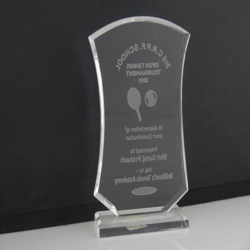 Trophy - Acrylic 6.5x6x5.5 Inches, Clear Color, Etched Engraving, Award Recognition