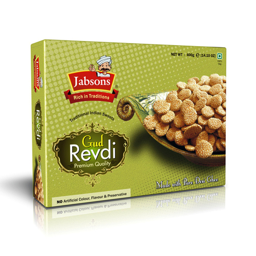 Gud Revdi - Jaggery & Peanut Gajak 250g Cardboard Box Crispy Texture Traditional Recipe Sweet Taste