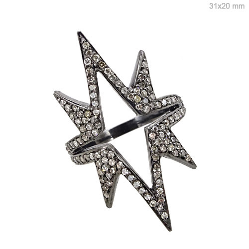 Pave Diamond Silver Ring