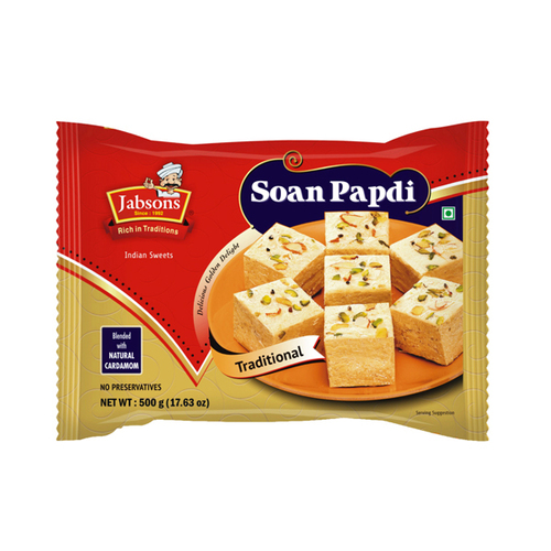 Soan Papdi - Besan & Sugar 15x20cm Beige | Classic Taste Fluffy Texture Deliciously Fresh Easy to Digest 400g Sealed Pouch