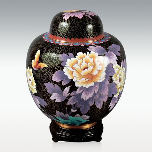 China Black Cloisonn Cremation Urn