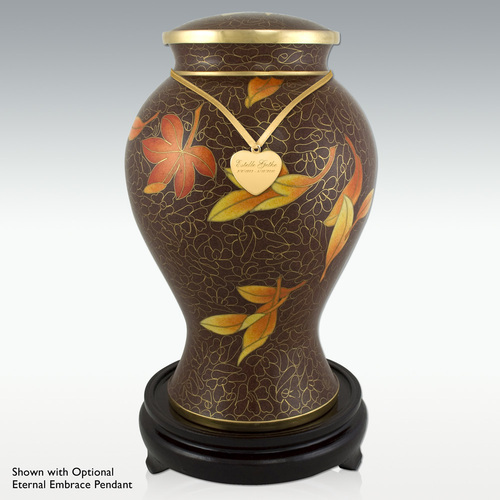 Fall leaves Cloisonne cremation urn