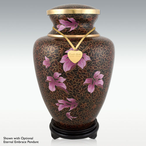 Cerise Leaves Cloisonne Cremation Urn