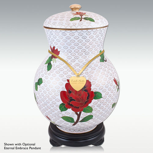 Red rose Cloisonne Cremation Urn