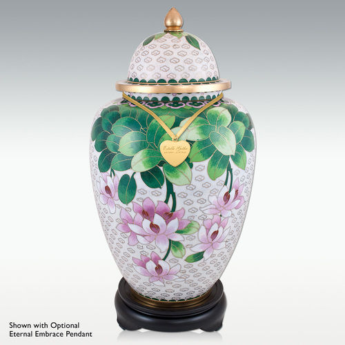 Floral vine Cloisonne cremation urn