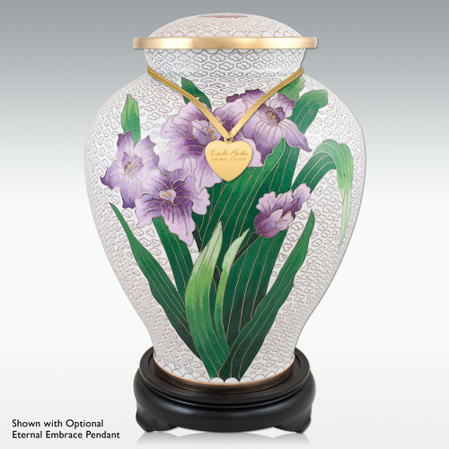 Purple Iris Cloisonne cremation urn