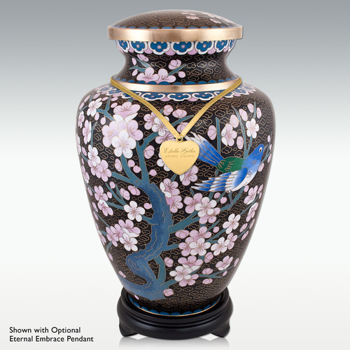Cherry Blossom Cloisonne cremation urn