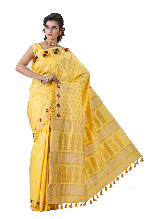 Golden Yellow Assam Silk Sarees