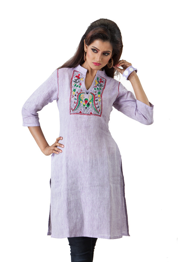 Embroidered Linen Kurtis