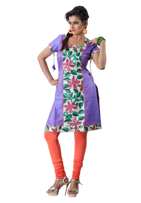 Hand Printed Silk Kurtis